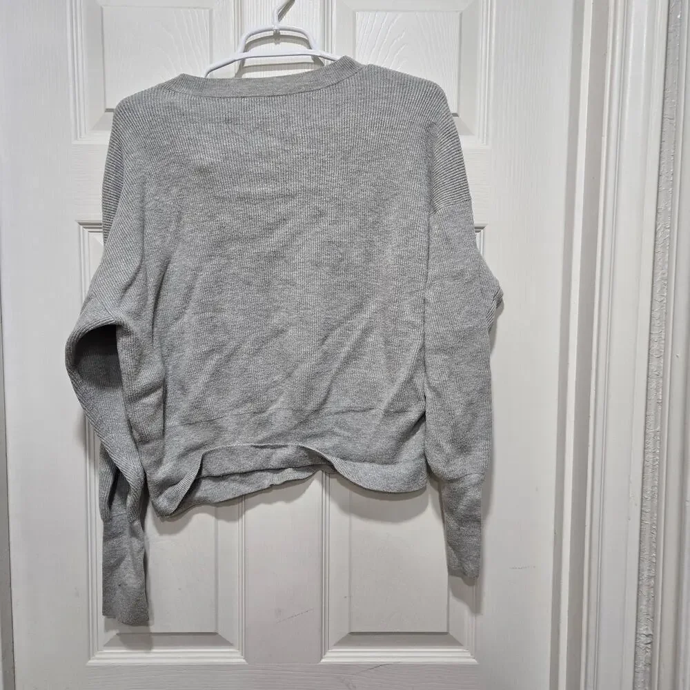 J.Crew Gray Balloon Sleeve Sweater Wool Cashmere Blend Small